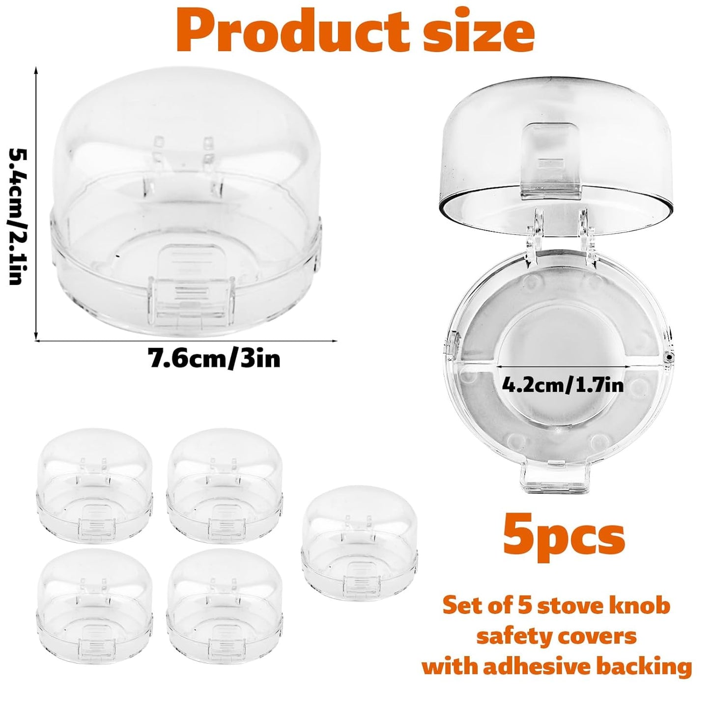 BOXOB 5pcs Stove Knob Safety Covers, 3in Child Proof Oven Knob Safeguards Child Safety Heat Resistant Protective Cover Childproof Stove Lock Baby Proofing for Gas & Electric Burner