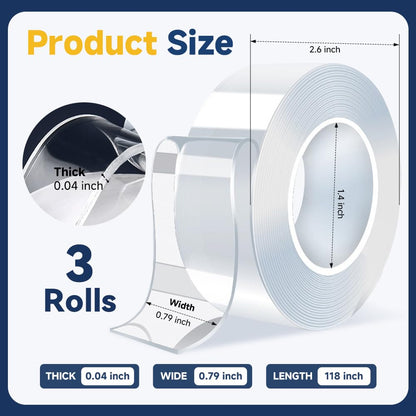 Koja Nano Tape Double Sided 3-Pack Heavy Duty Removable Waterproof 29 ft.