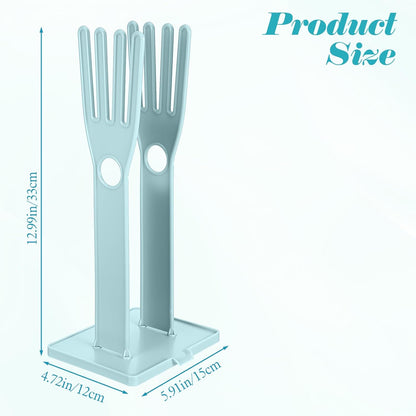 Kitchen Dish Glove Holder Reusable Plastic Dishwashing Gloves Drying Rack, Rubber Mitten Clothes Dryer Washing Sink Holders Stand Towel Hanger for Dish Gloves Rags Sponge Food Bag Organizer(Blue)