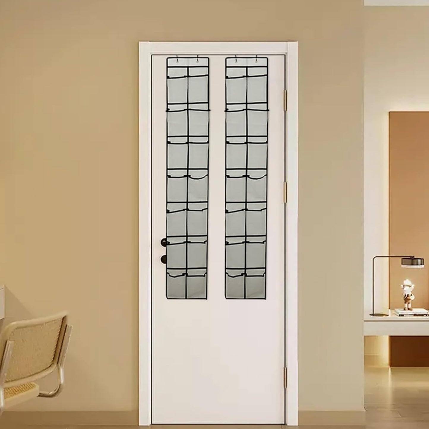 PVWSG Over The Door Shoe Organizer, 14 Large Mesh Pockets Hanging Shoe Rack for Closet Organizers and Storage, White, 2-pack (white)