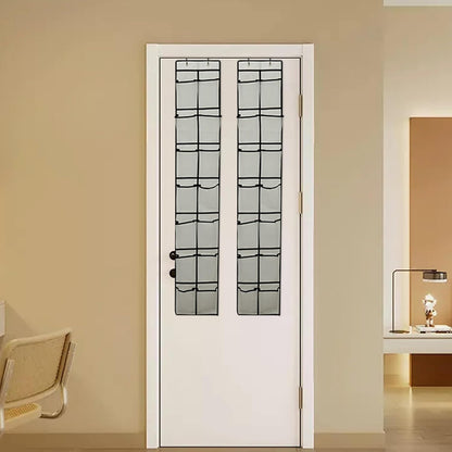 PVWSG Over The Door Shoe Organizer, 14 Large Mesh Pockets Hanging Shoe Rack for Closet Organizers and Storage, White, 2-pack (white)