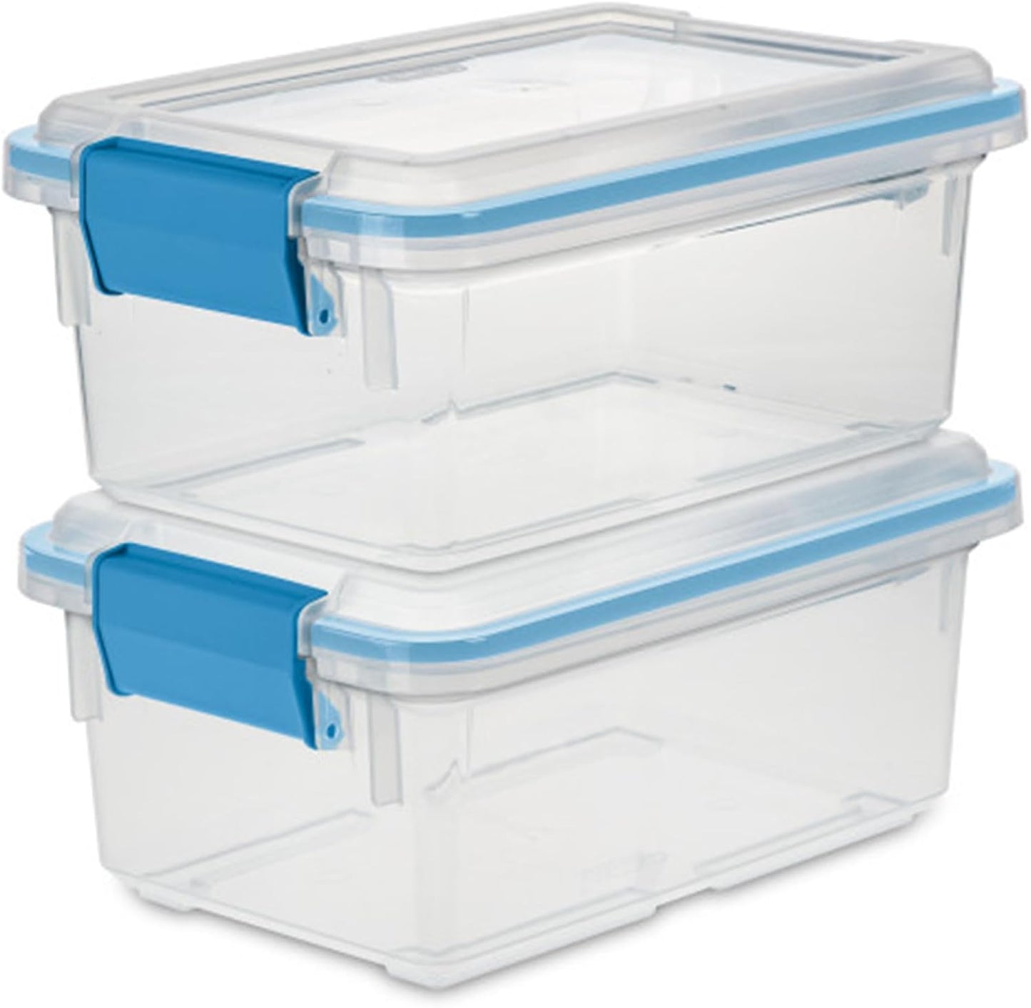 Sterilite 4-Pack Gasket Box, Home Storage Organizer Bins with Lids, 37 Quart – Stackable Clear Plastic Containers for Bedroom, Bathroom, Garage, Basement, or Attic