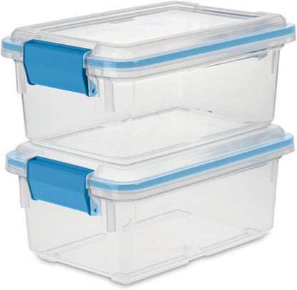 Sterilite 4-Pack Gasket Box, Home Storage Organizer Bins with Lids, 37 Quart – Stackable Clear Plastic Containers for Bedroom, Bathroom, Garage, Basement, or Attic
