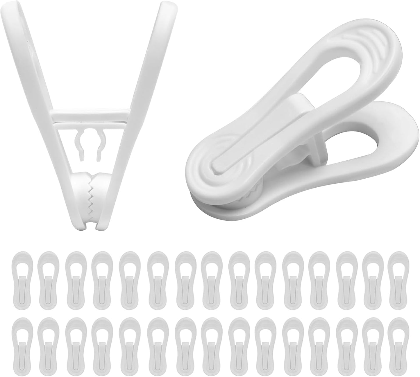 30 Pack Hanger Clips for Pants, Skirts, Baby Clothes, White | 2.6 Inch | Designed for Plastic Hangers | Flexible PP Plastic | Durable for Daily Use | Multi-Purpose Home Organization
