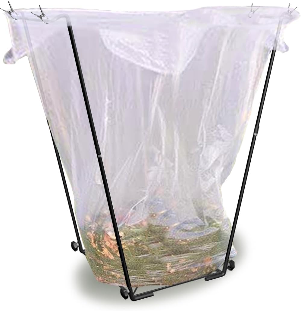 Artigarden Garden Trash Bag Holder - Outdoor Leaf Bag Support Stand Multi-Use Metal Garbage Bag Holder Frame Holds 30-45 Gallons Bag for Camping Leaves Gardening Parties Yard Weeding (Black)