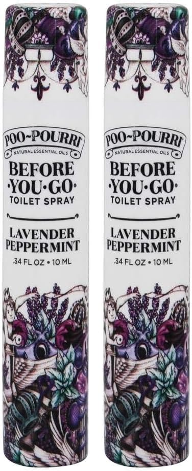 Poo-Pourri Before-You-Go Toilet Spray, Lavender Peppermint, 2 Fl Oz, Up to 100 Uses, Bathroom Odor Deodorizer, Plant-Based with Essential Oils for Home or Work, Travel Essentials, TSA Approved Size