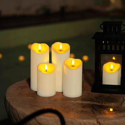 Homemory Dripping Wax Flameless Candles, Battery Operated Candles with Remote Control and Timers, LED Pillar Candles, Electric Fake Candles, 3" x 6", Set of 2