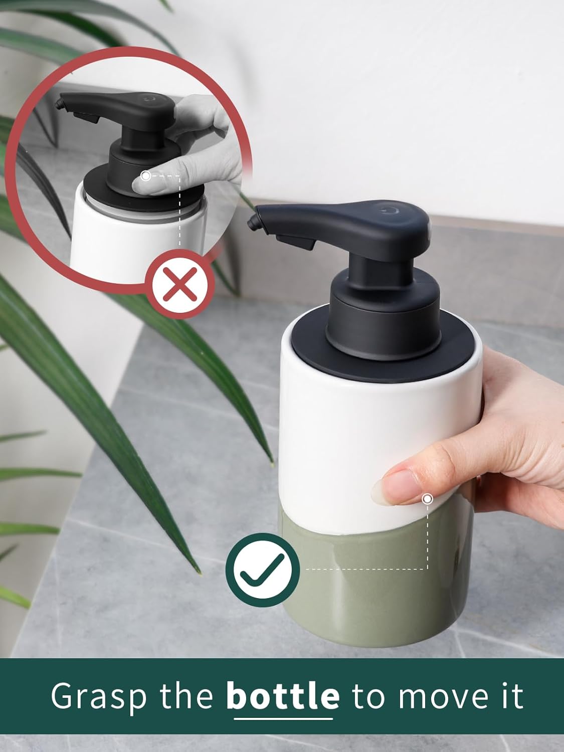 BosilunLife Automatic Soap Dispenser Ceramic Hand Free Soap Dispenser with Waterproof Pump Rechargeable Smart Electric Lotion Soap Dispenser Touchless (White-Green, Foam Pump)