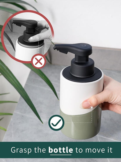 BosilunLife Automatic Soap Dispenser Ceramic Hand Free Soap Dispenser with Waterproof Pump Rechargeable Smart Electric Lotion Soap Dispenser Touchless (White-Green, Foam Pump)