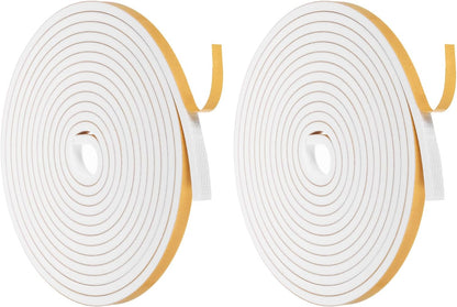 MECCANIXITY Weather Door Seal Strip Tape, Door Insulation Stripping Single Side Strong Self Adhesive Foam Tape Gap Filler for Door, Window, 1/4 Inch x 1/16 Inch x 32 Feet White 2 Pack