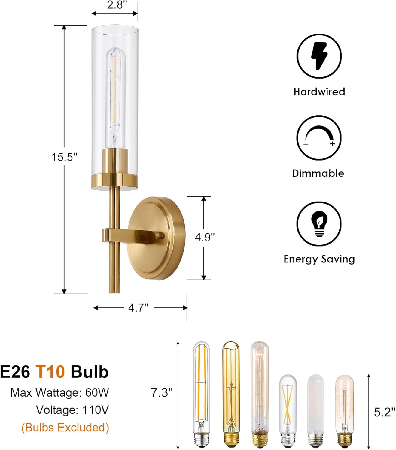 Wireless Wall Sconces with Remote Control, Battery Operated Wall Sconce Set of 2, Black & Gold Rechargeable Dimmable Wall Light for Bedroom Living room Bathroom Hallway Entryway Stairwell, 3000K