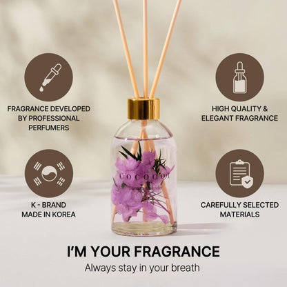 COCODOR Flower Reed Diffuser Set / 6.7oz / Cashmere Vanilla/Scent Diffuser with Sticks Home Fragrance Reed Diffuser for Bathroom Shelf Decor