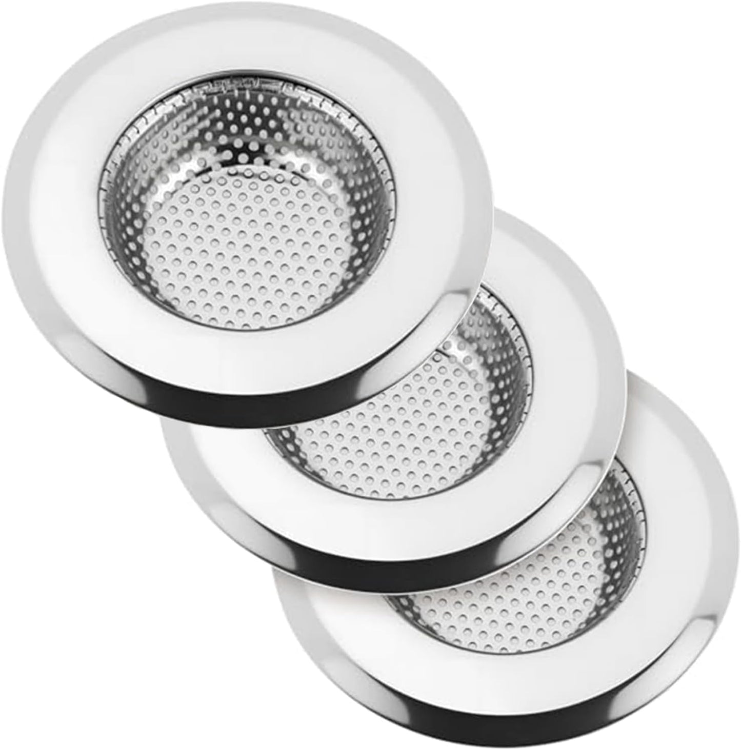 Kitchen Sink Strainer Basket Stainless Steel - Sink Drain Cover with Wide Rim, for Most Kitchen Sinks Anti-Clogging 4.5 in (2pc Silver)