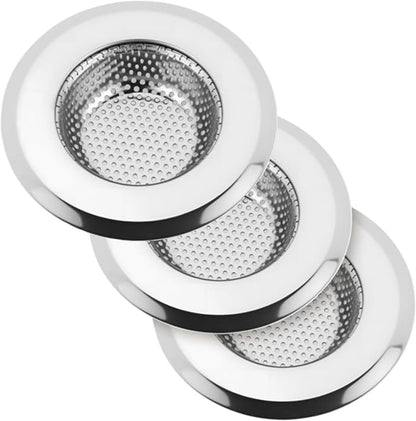 Kitchen Sink Strainer Basket Stainless Steel - Sink Drain Cover with Wide Rim, for Most Kitchen Sinks Anti-Clogging 4.5 in (2pc Silver)