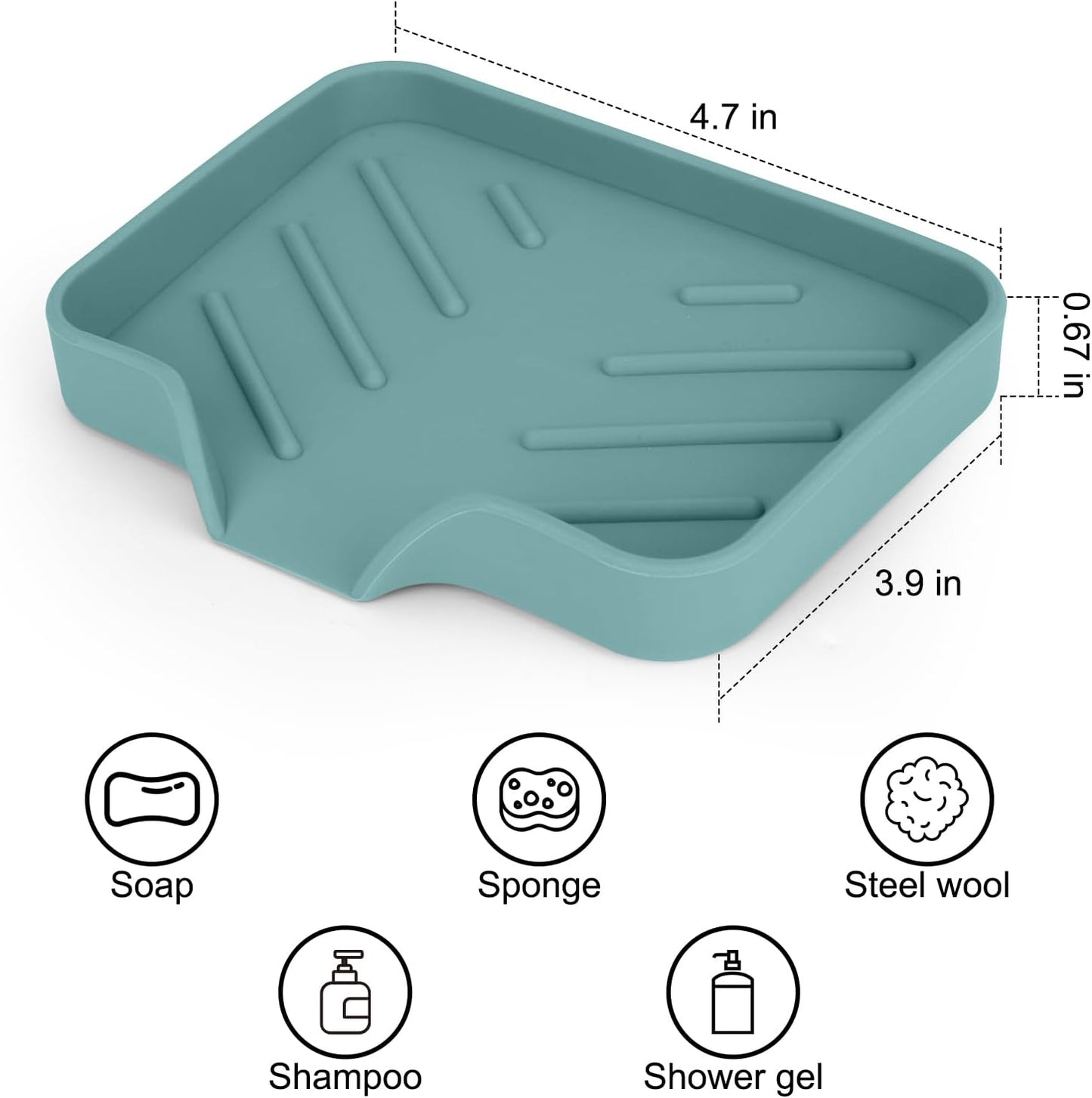 2 Pack Silicone Soap Dish, Self Draining Soap Dish, Non Slip Bar Soap and Sponge Holder for Bathroom Kitchen Sink Counter Organizer Easy to Clean Soap Tray Waterfall Soap Saver