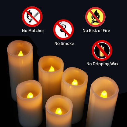 Enpornk Flameless Battery Operated Outdoor Waterproof Set of 12(D: 3" x H: 3" 4" 5" 6") Pillar LED Candles with 10-Key Remote and Cycling 24 Hours Timer