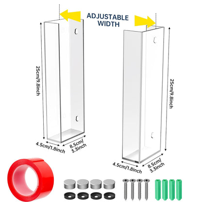 NiHome 2-Tier Clear Acrylic Glove & Tissue Box Holder Dispenser, Wall Mount | Space-Saving Glove Box Dispenser, Adjustable Organizer for Tissues, Baby Wipes, Adhesive or Screw Mount for Kitchen, Bathroom