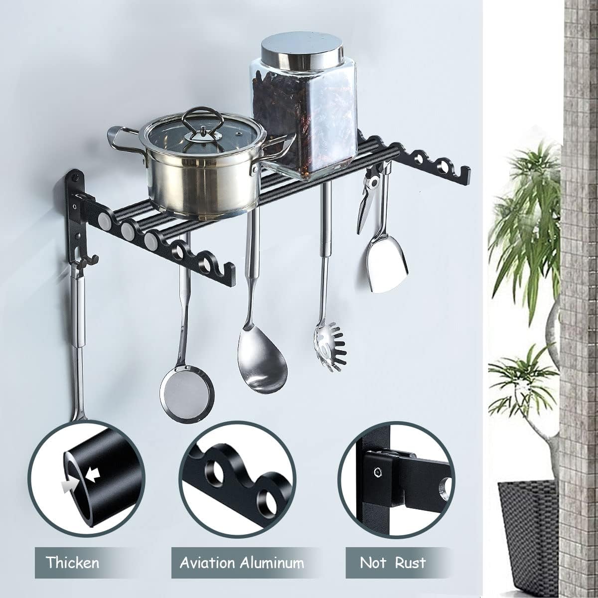 Clothes Drying Rack Wall Mounted Drying Racks for Laundry Room Organization and Storage Clothes Rack，Aluminum Dryer Rack with Two Drying Rods for Hanging Wet and Dry Clothes
