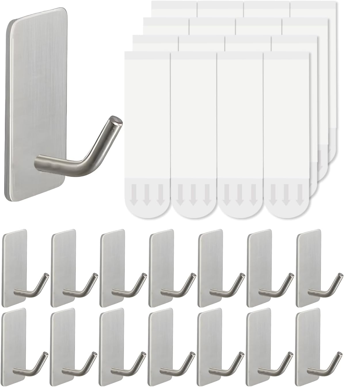 2 Razor Holder for Shower and 3 Adhesive Hooks with Removable Strips，Towel Hooks for Hanging，Wall Hooks for bathrooms，Removable Damage-Free Metal Shaver Holder，for Stockings，Decor，Robe