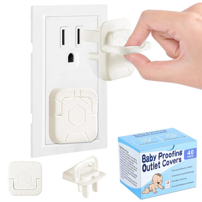 Outlet Covers Baby Proofing, 40 Pack Child Proof Plug Socket Covers Electric Plug Protectors Safety Caps to Prevent Power Shock, for US 3-Prong, White