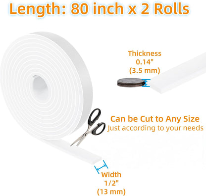 Furnigear Felt Strips with Adhesive Backing Heavy Duty Cuttable Felt Tape Roll Furniture Pads for Chair Legs - Protecting Hardwood Floors, Chair Wall Protector (Black, 80 x 0.5 x 0.14 Inch)