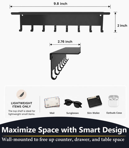 Key Holder Hooks Organizer Hanger Rack Wall Mounted Sweet Home Metal Decor Stylish and Practical for Entryway Front Door Kitchen Hallway Garage Mudroom Office Hardware Included Black