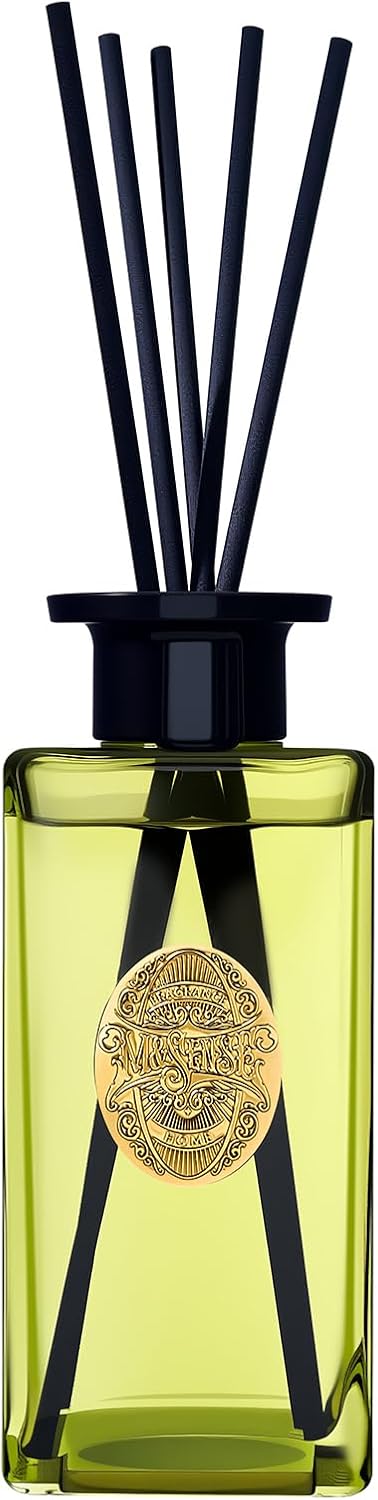M&SENSE 6.3 oz Large Reed Diffuser Set | Lime+Basil Scent Oil Diffuser with Sticks | Hotel Collection Non-Toxic Home Fragrance |for Bedroom Bathroom Living Room - Colors A