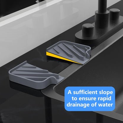 Sponge Holder for Kitchen Sink, Dish Sponge Holder & Soap Tray with Drain, Bathroom Sink Sponge Drying Rack & Perfect Organizer for Dispenser,Bottle,Cup on Sinks or Counter(8"x 4"Gray)