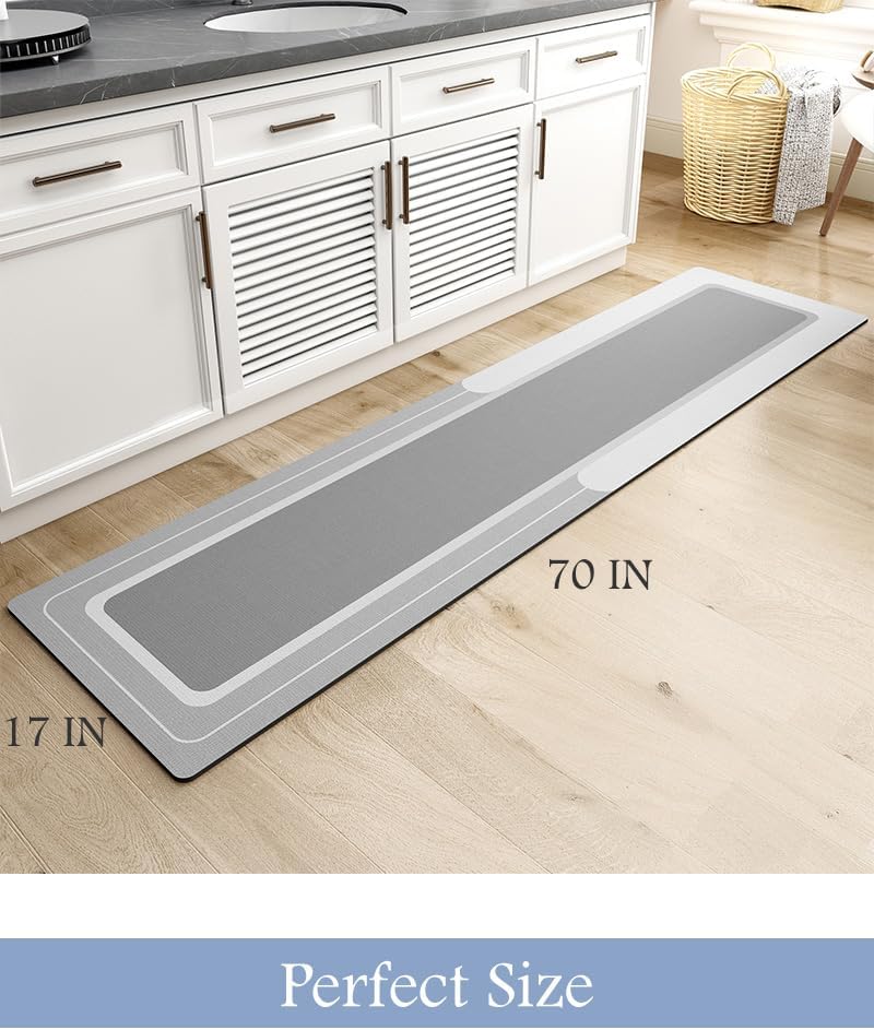 MontVoo-Bath Mat-Bathroom Mat Rug Non Slip Super Absorbent Stain Resistant Quick Dry Thin Bath Rug-Bath Mats for Bathroom Floor Bathtub Vanity-Bathmat Bath Rug Easy Care-17"x27" Grey