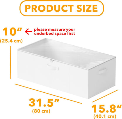 SpaceAid 2 Pack 10" High Under Bed Storage Containers, Large Underbed Storage Organizer Bins with Lids for Bedroom, Dorm, Clothes, Closet Organization, Bed Sheets and Blankets (Gray)