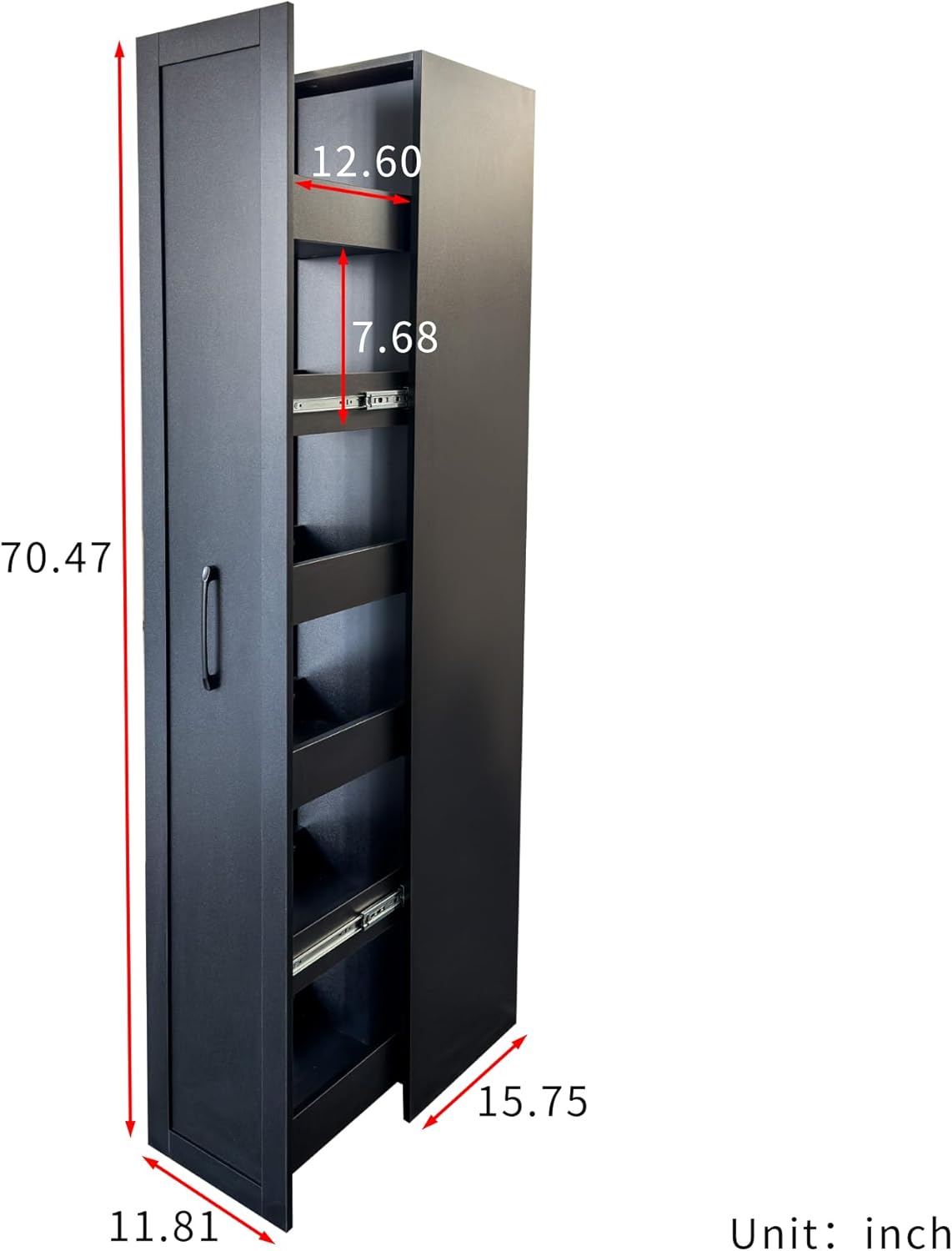 7 Tier Pull Out Cabinet Organizer, Pull Out Spice Rack, Rolling Kitchen Pantry Storage Cabinet, Open Shelf for Kitchen, Narrow Spaces, Wood Spice Rack Next to Fridge, White