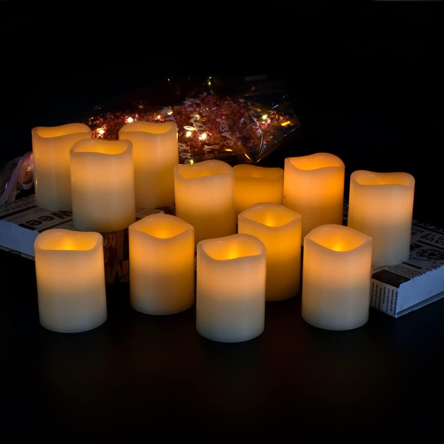 antizer Flameless Candles Led Candles Pack of 9 (H 4" 5" 6" 7" 8" 9" x D 2.2") Real Wax Battery Candles with Remote Timer for Home Fireplace Decor Wedding Festival Decor (Ivory 9 Pack)