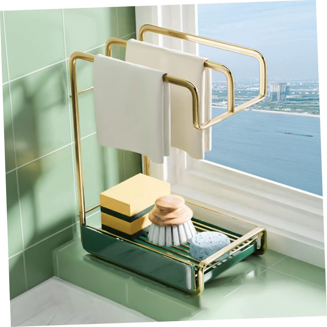 LABRIMP Quality Iron Wall Hanging Drain Rack Duster Cloth Drying Rack Kitchen Accessories Storage