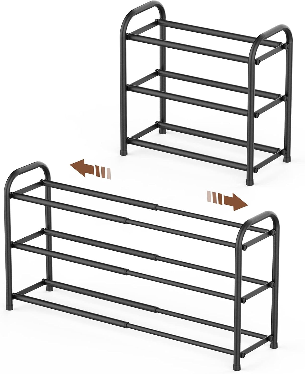 Gonfoam Shoe Rack for Closet, Expandable Shoe Organizer Storage Shelf, Adjustable Metal Free Standing Small Closet Shoe Rack for Entryway, Doorway (2-Tier Black)