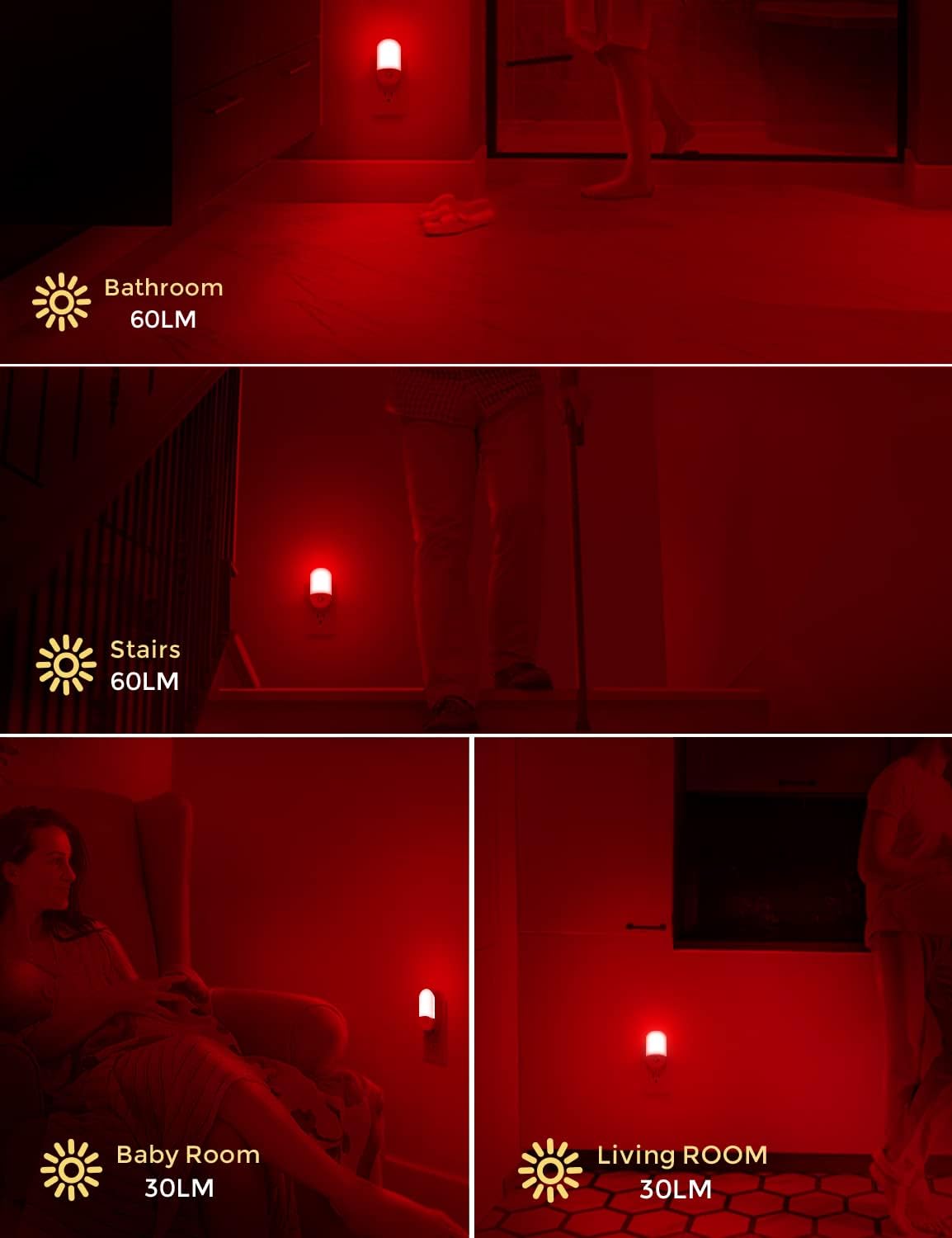 L LOHAS LED Motion Sensor Night Light, 2Pack, Motion Activated Night Light, Night Lights Plug into Wall Motion Sensor, 3000K Warm White, Adjustable Brightness 30/60LM, for Kids Adults Bathroom Bedroom