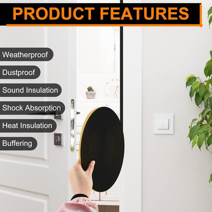 Ninsula 33Ft Door Weather Stripping, (1/2in x 1/4in), Strong Adhesive, Sound Proof, Door Insulation, Weatherproof Foam Tape for Doors, Weatherstripping for Doors Frames, Windows