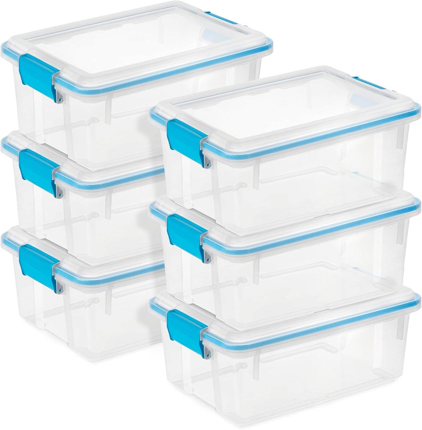 Sterilite 4-Pack Gasket Box, Home Storage Organizer Bins with Lids, 37 Quart – Stackable Clear Plastic Containers for Bedroom, Bathroom, Garage, Basement, or Attic