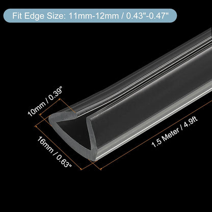 uxcell U Channel Edge Trim, 4.9ft Length Soft Rubber Guard Seal Strip Edge Protector Fit for 1-2mm Edge, (9/32" W x 5/32" H) Clear