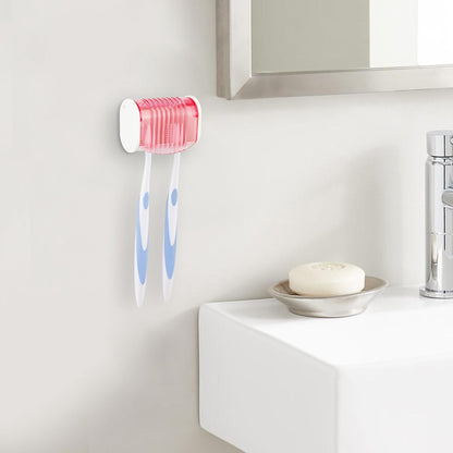 1 Pack Toothbrush Holder Wall Mounted with Cover for Bathroom, 2 Slots Toothbrush Storage Organizer for Shower, Self Adhesive Toothbrush Hanger (Grey)
