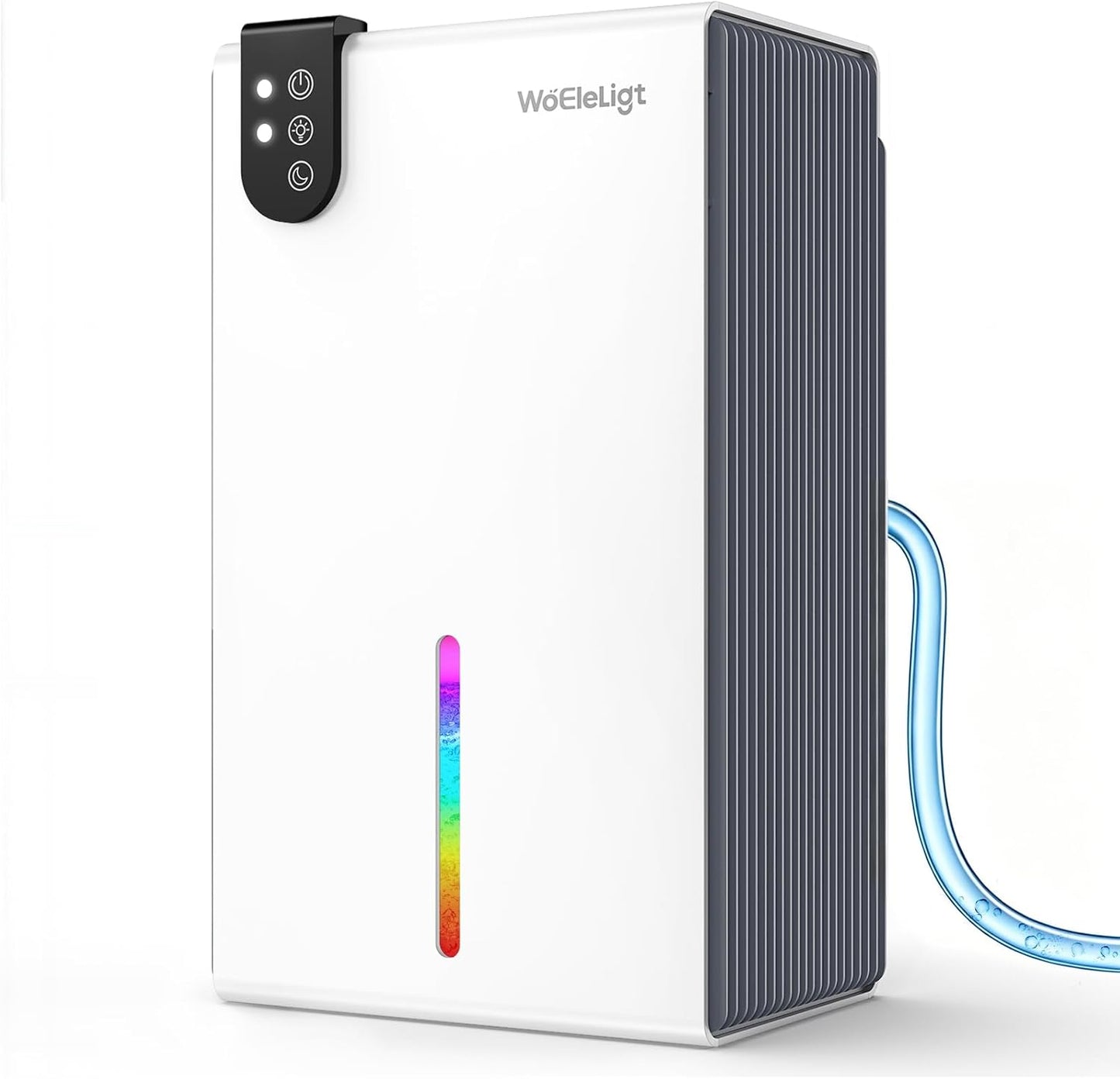 98 OZ Small Dehumidifier for Home 1000 Sq Ft, Quiet Dehumidifier with Drain Hose, Auto Shut-Off, Sleep Mode, 7-Color Light for Basement, Bedroom, Bathroom, Closet, RV (Sliver White)
