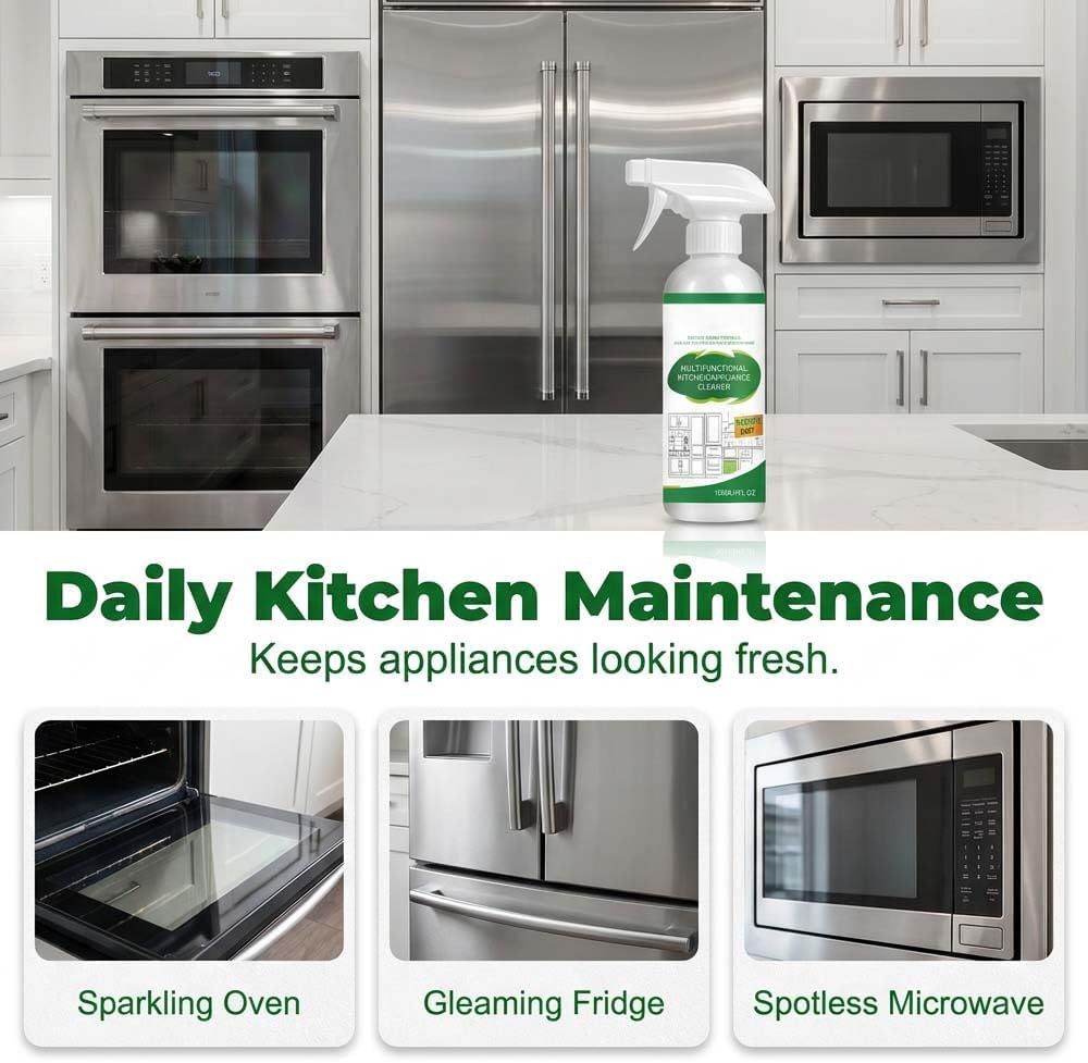 Heavy-Duty Kitchen Oil Remover Spray, Multipurpose Upgrade Kitchen Appliance Cleaner for Cooktop, Oven, Stove & Range Hood (1)