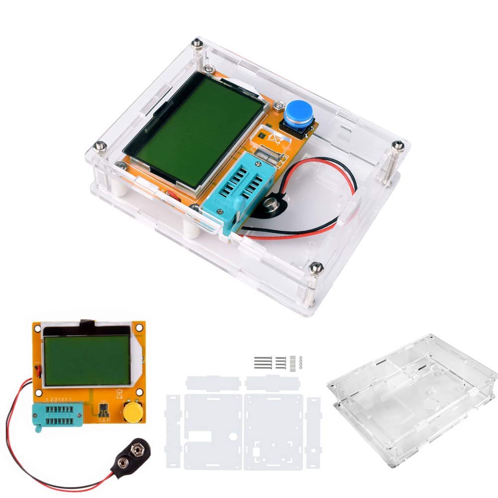 Multifunction Meter DIY kit, ACEIRMC Mega 328 Graphic Transistor Tester, NPN PNP Diodes Triode Capacitor ESR SCR MOSFET Resistor Inductance LCD Display Checker with case