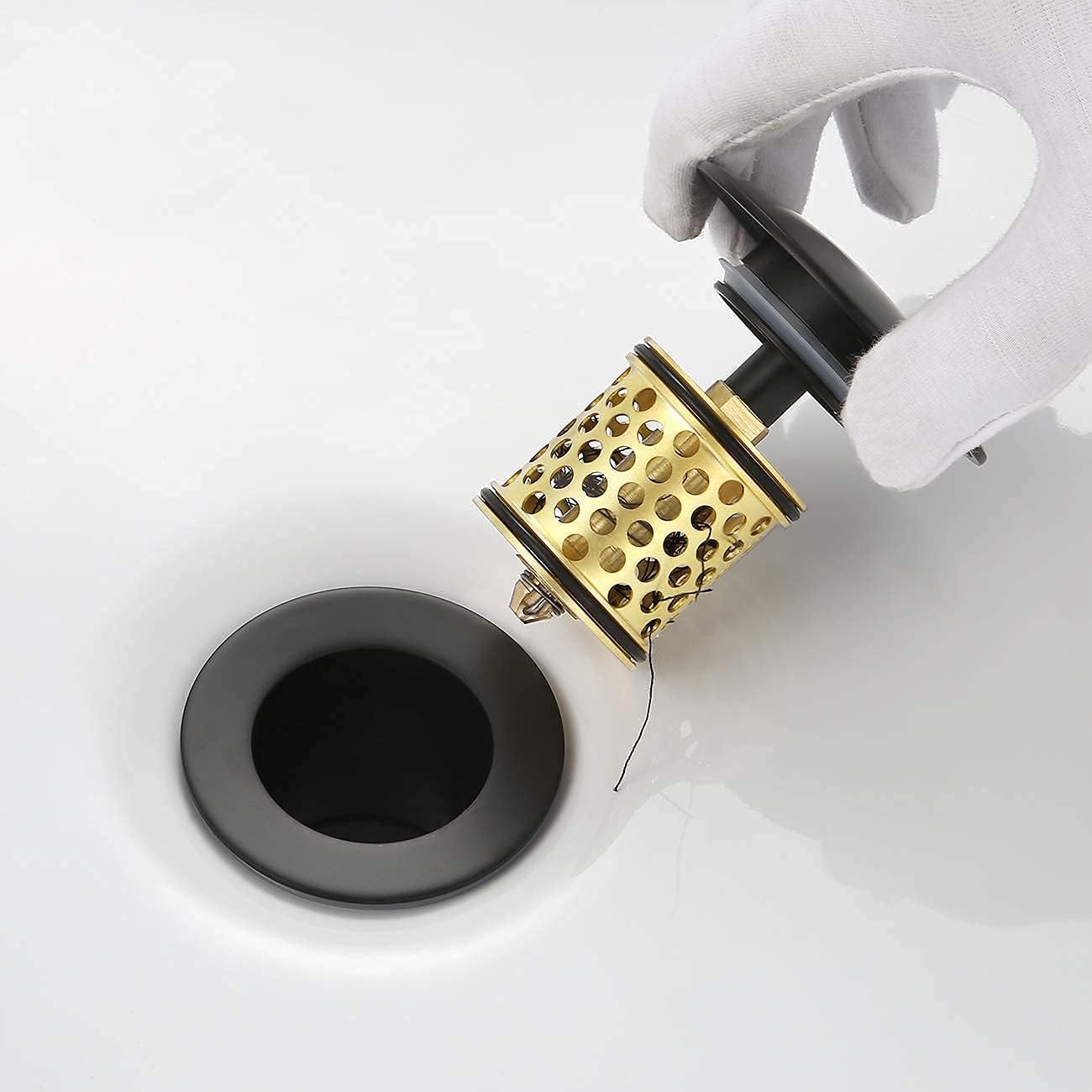 KES Bathroom Sink Drain with Overflow, All Metal Pop Up Drain for Bathroom Sink Stopper with Brass Strainer Basket Hair Catcher Anti Clog Rustproof 18/8 Stainless Steel Matte Black, S2018A-BK