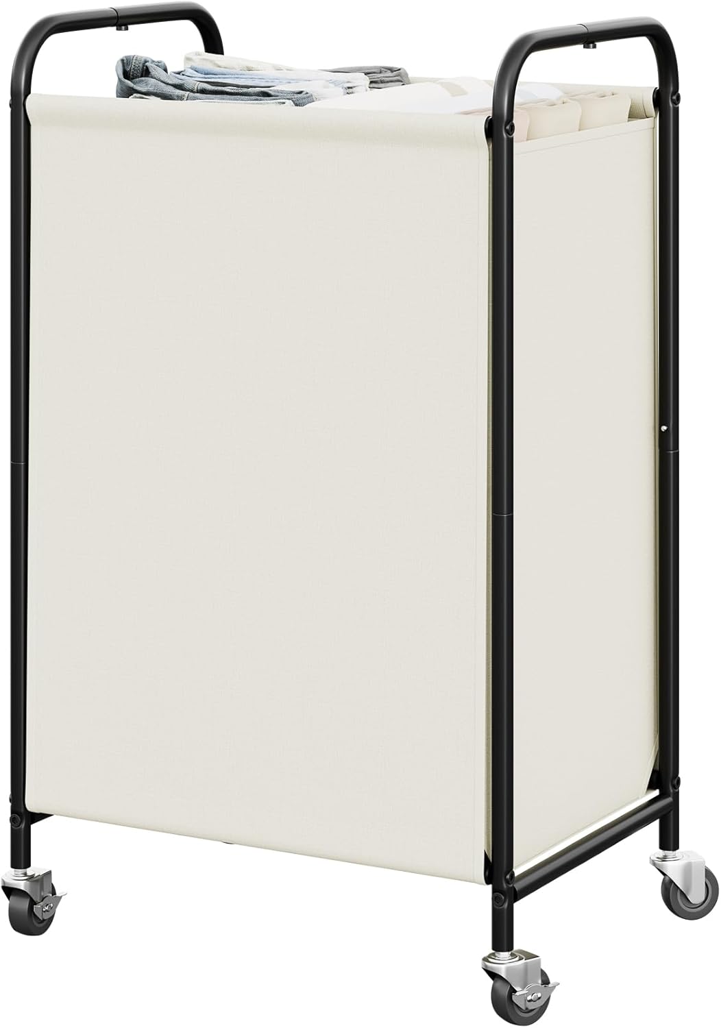 GRANNY SAYS 2 Section 130L Laundry Sorter, Large Laundry Hamper Basket with Wheels and Handles, Durable and Sturdy Rolling Cart for Laundry Room, Hotel, Bedroom, Beige