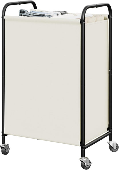 GRANNY SAYS 2 Section 130L Laundry Sorter, Large Laundry Hamper Basket with Wheels and Handles, Durable and Sturdy Rolling Cart for Laundry Room, Hotel, Bedroom, Beige