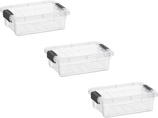 Superio Under Bed Storage Containers with Wheels (3 Pack), Flat Clear Storage Bin Stackable Large Storage Latch Box with Lids Store Cloths, Bedding, Linen, For Under The Bed, Garage, Home - Colors A