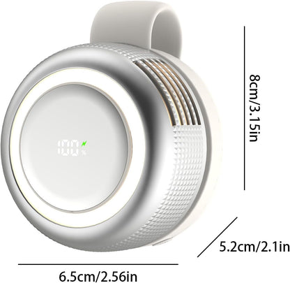 TFQXA1Z Ultra-Quiet Bladeless Clip-On Fan, 360° Rotatable Personal Fan with Digital Display, 5-Speed Rechargeable Mini Fan for Home, Office, School, Summer Gift (White)