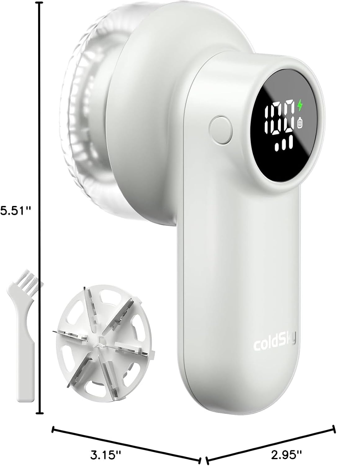 coldSky Rechargeable Fabric Shaver, Lint Shaver with Digital Display, Sweater Shaver with 6-Leaf Blades and Safety Lock, 3-Speeds Defuzzer Remove Fuzz, Pills from Clothes, Furniture, Blanket Green