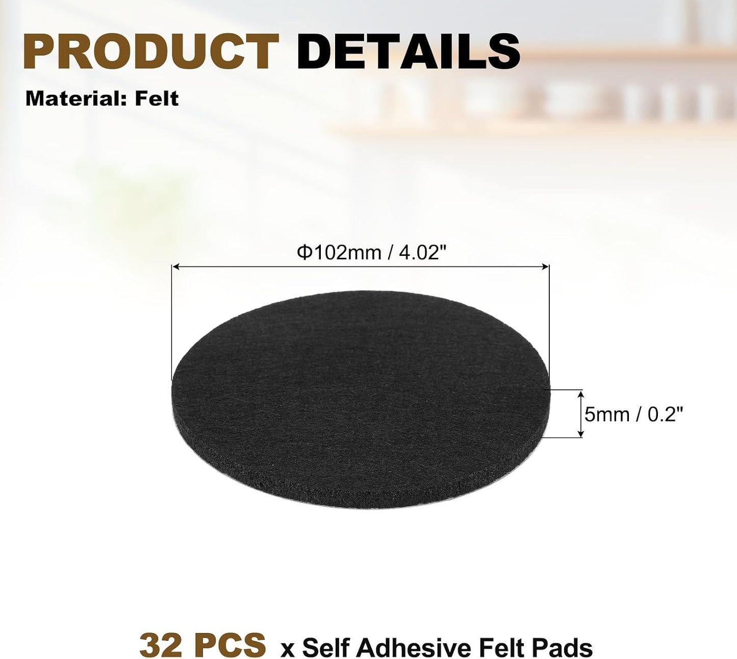 uxcell 32Pcs Non Slip Furniture Pads, 3" Round Self Adhesive Felt Bumpers Noise Reducing Furniture Feet Floor Protector for Chairs Tables Furniture Legs (White 0.2" Thick) - Colors A
