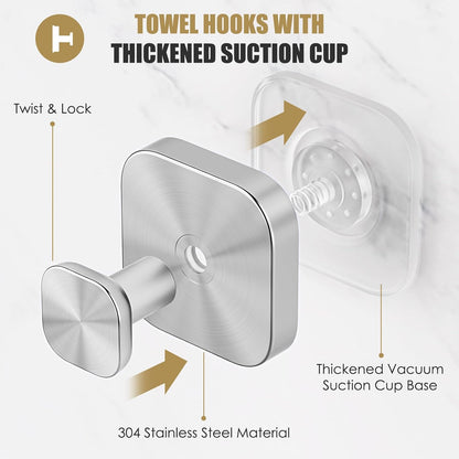 BKV Suction Cup Hooks for Shower,Heavy Duty Shower Hooks for Bathroom Wall,Glass Windows,Smooth Doors to Hang Towels,Robes,Coat,Reusable Suction Cup Wreath Hanger for Christmas Wreaths-White(2 Pack)